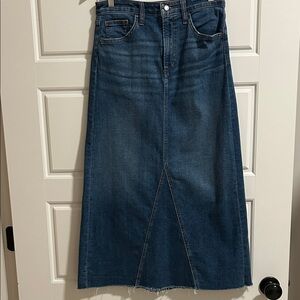 Dark Blue Denim Midi Skirt